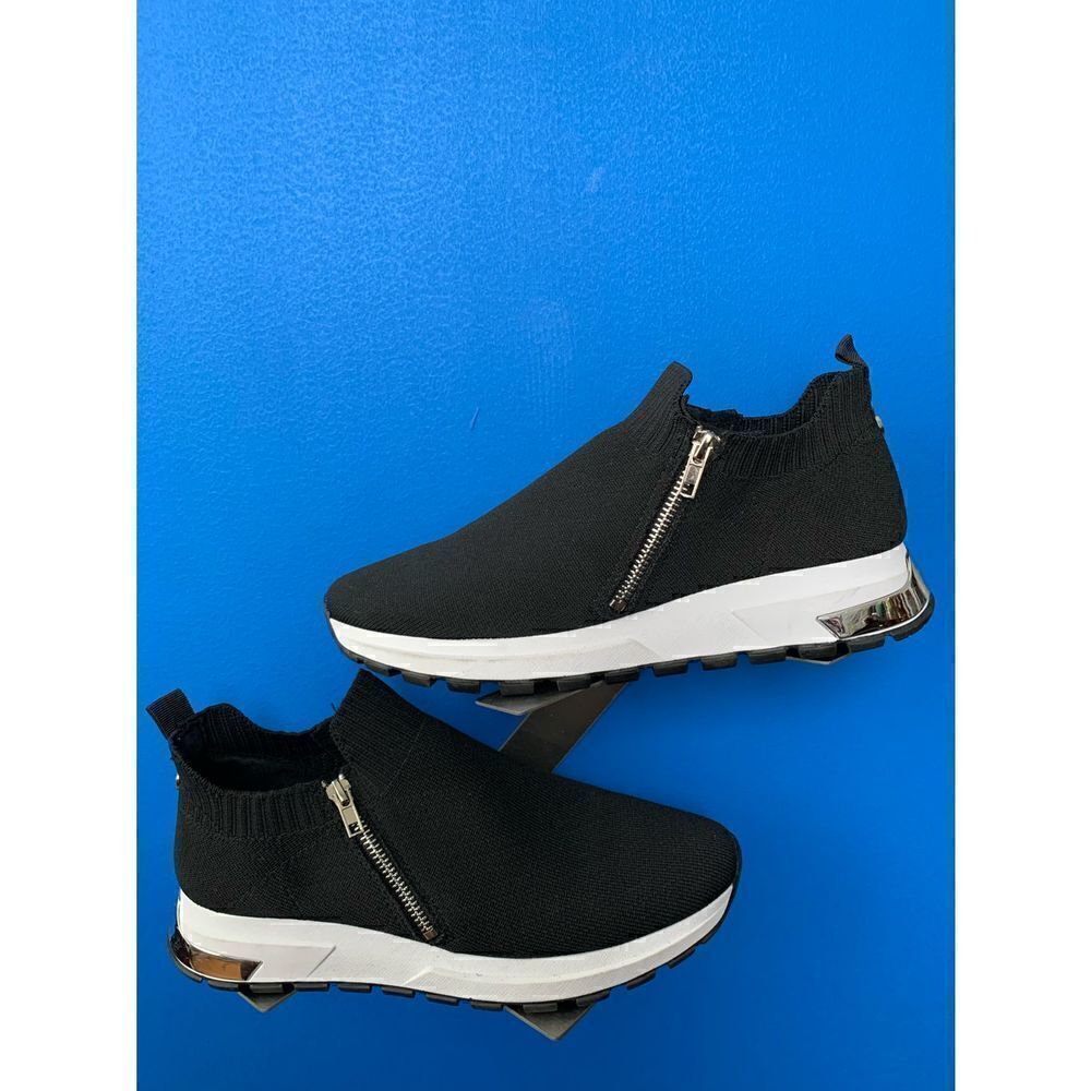 Steve Madden | Women's Omah Black Knit Zip Slip On Sneakers | sz 10